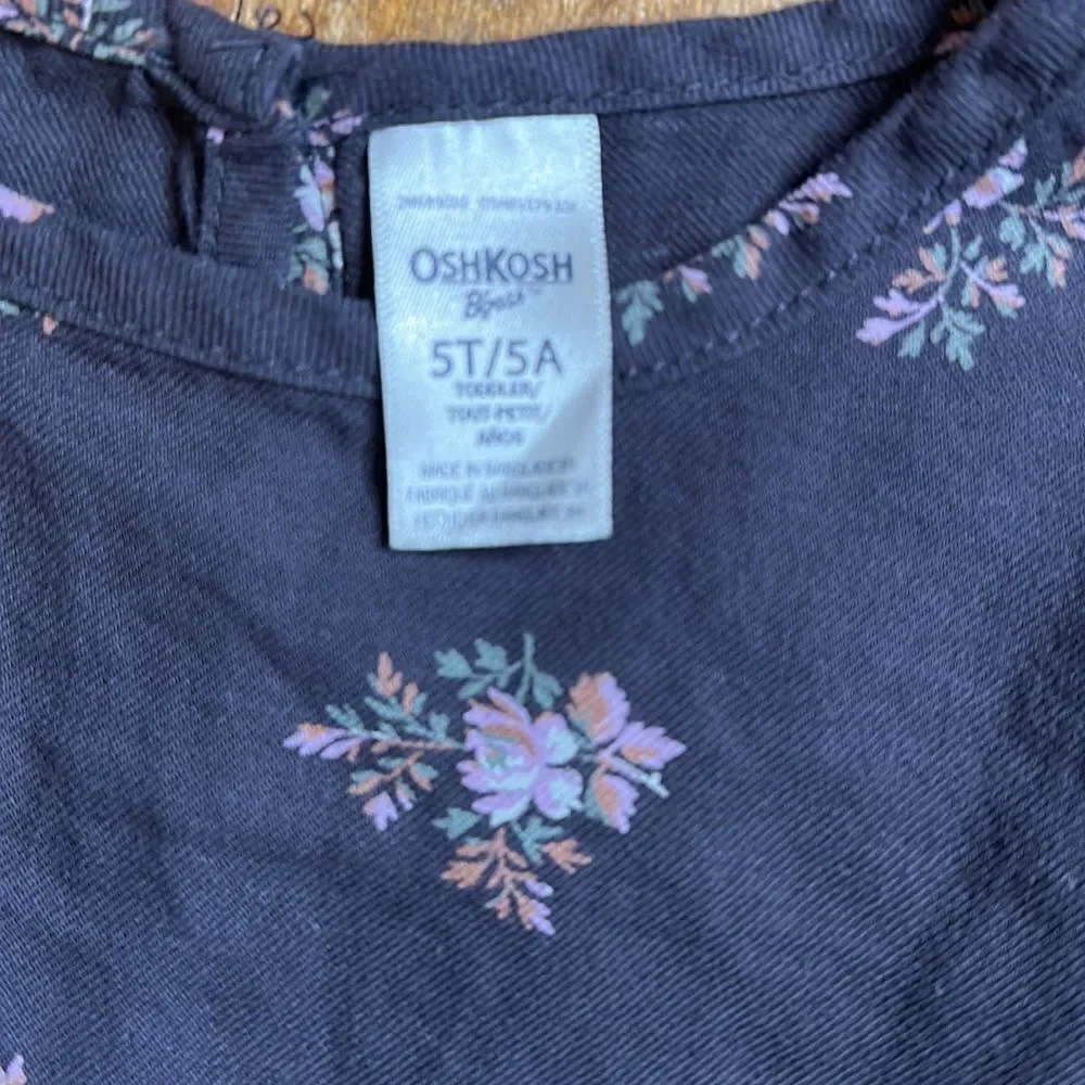 Oshkosh shirt size 5T Floral Long Sleeve Shirt gray pink peplum spring